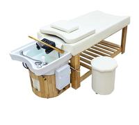 Poltrona professionale per il lavaggio dei capelli, lettino per shampoo in legno con vasca in ceramica, acqua a temperatura costante e vaporizzatore per SPA domestica