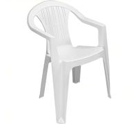 Sicignano | Poltrona Ratak Schienale Basso Monoblocco Impilabile Bianca Finitura Opaca, 56x54x79h cm - Sedia con Braccioli Plastica Arredo Interno Esterno Giardino Balcone Terrazzo Made in Italy