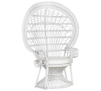 Poltrona rattan bianco con cuscino abbinato stile boho Emmanuelle