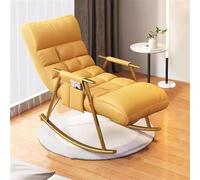 Poltrona Reclinabile Accent Glider - Sedia A Dondolo con 5 Posizioni dello Schienale E Morbida Imbottitura per Soggiorno, Camera da Letto, Yellow, Golden Feet