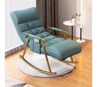 Poltrona Reclinabile Accent Glider - Sedia A Dondolo con 5 Posizioni dello Schienale E Morbida Imbottitura per Soggiorno, Camera da Letto, Sea Blue, Golden Feet