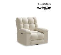 Poltrona reclinabile elettrica girevole e dondolante con schienale trapuntato