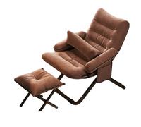 Poltrona reclinabile ergonomica marrone con poggiapiedi regolabile in 3 posizioni schienale pieghevole sedia rilassante cuscino di supporto lombare e borsa portaoggetti per soggiorno