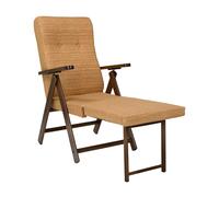 Poltrona reclinabile in legno e poggiapiedi con tessuto Sabbia MOLISANA