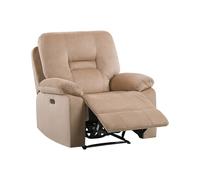Poltrona reclinabile in velluto beige con LED e porta USB Bergen