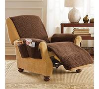 Poltrona reclinabile Lazy Sofa, poltrona pieghevole, morbida fodera in pile con tasche per braccioli, protezione per mobili, cinturino elastico, lavabile in lavatrice e resta in posizione, beige