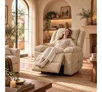 Poltrona reclinabile per massaggio elettrico, sedia di relax con schienale, poltrona relax elettrica con 8 punti sedia reclinabile per massaggio per soggiorno, moderna 93x102x106 cm (102x93x106, beige