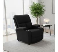 Poltrona recliner manuale Ninetta con portabicchieri in microfibra nero