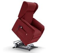 Poltrona relax elettrica FIRENZE MADE IN ITALY per anziani e disabili con kit batteria optional, 2 motori, 4 ruote, optional antimacchia (Senza Kit Batteria, Tessuto Antimacchia, Rosso)