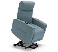 Poltrona relax elettrica LONDRA per anziani, 2 motori, 2 ruote posteriori, Kit Optional Batteria, sistema reclinazione e alzapersona, tessuto idrorepellente (Con Kit Batteria, Carta da Zucchero)