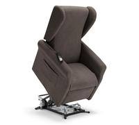 Poltrona relax elettrica PISA MADE IN ITALY per anziani e disabili con kit batteria optional, 2 motori, 4 ruote, tessuto antimacchia, reclinazione e alzapersona (Senza Kit Batteria, Fango)