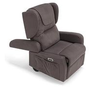 Poltrona Relax Elettrica Tokyo 4 Motori 2 + 2, per anziani e disabili, 4 ruote, sistema reclinazione e alzapersona, funzione guida, batteria con 172 minuti di autonomia, orecchie laterali (Grigio)