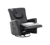 Poltrona Relax Manuale Girevole a 360° in Tessuto Nero con Poggiatesta