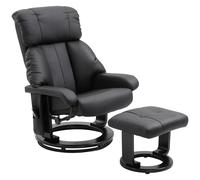 Poltrona Relax Manuale Reclinabile Massaggiante con Pouf Poggiapiedi e Telecomando Nero
