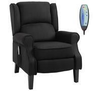 Poltrona Relax Massaggiante 78x83x101 cm in Tessuto Effetto Pelle Scamosciata Nero