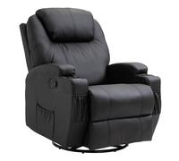 Poltrona Relax Massaggiante Con 8 Punti, 5 Modalità E 2 Intensità, Reclinabile Con Poggiapiedi E Girevole, 84x92x109cm, Nero