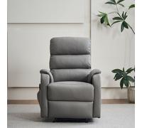 Poltrona Relax Massaggiante Reclinabile In Nabuk Grigio Chiaro Futura