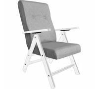 Poltrona relax reclinabile bianca sedia sdraio imbottita grigia da casa in Legno