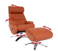 Poltrona Relax reclinabile con poggiapiedi HWC-K98 Girevole Pelle/Ecopelle Metallo - Marrone