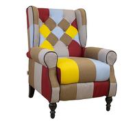 Poltrona Relax Reclinabile Patchwork Bergère Design Moderno