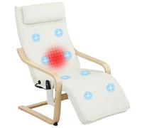 Poltrona Relax Riscaldante e Massaggiante 67x95x101 cm con Poggiapiedi Regolabile e Telecomando Struttura in Legno Crema