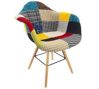 POLTRONA RELAX TESSUTO LEGNO PATCHWORK MODERNA UFFICIO SOGGIORNO CAMERA DA LETTO