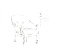 Poltrona rotonda in lino e cotone beige, stile shabby chic, 73x84x88 cm, design vintage e confortevole