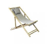 Poltrona sdraio chiudibile da giardino in bamboo con schienale regolabile e cuscino poggiatesta Paloma