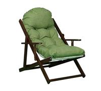 Poltrona sdraio pieghevole in legno con cuscino imbottito, reclinabile in 3 posizioni, richiudibile e pronta all’uso - ideale per giardino, terrazzo o veranda - made in italy (Pea Noce)