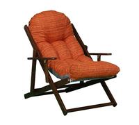 poltrona sdraio pieghevole in legno con cuscino imbottito, reclinabile in 3 posizioni, richiudibile e pronta all’uso - ideale per giardino, terrazzo o veranda - made in italy (Arancio)