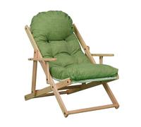 poltrona sdraio pieghevole in legno con cuscino imbottito, reclinabile in 3 posizioni, richiudibile e pronta all’uso - ideale per giardino, terrazzo o veranda - made in italy (Pea Naturale)