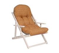 poltrona sdraio pieghevole in legno con cuscino imbottito, reclinabile in 3 posizioni, richiudibile e pronta all’uso - ideale per giardino, terrazzo o veranda - made in italy- telaio bianco (Sabbia)