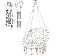 POLTRONA SEDIA A DONDOLO SOSPESA CON FRANGE CUSCINO ALTALENA DA ESTERNO ED INTERNO DESIGN IN CORDA