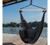 Poltrona Sedia da Giardino Esterno Sospesa Antracite 2x Cuscino Legno Tessile