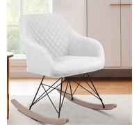 Poltrona Sedia Dondolo Relax Base Slitta Scandinavo Imbottita Design Unic Crema
