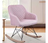 Poltrona Sedia Dondolo Relax Base Slitta Scandinavo Imbottita Design Unic Rosa