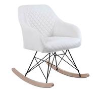 Poltrona Sedia Dondolo Relax Tessuto e Metallo Imbottita Design Slitta Crema