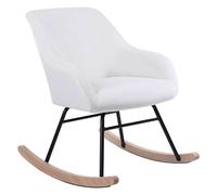 Poltrona Sedia Dondolo Relax Tessuto e Metallo Imbottita Design Slitta Crema