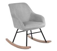 Poltrona Sedia Dondolo Relax Tessuto e Metallo Imbottita Design Slitta Grigio