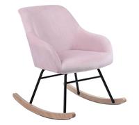 BAKAJI Poltrona Sedia a Dondolo Relax Casa Rivestimento in Tessuto Struttura Legno Imbottita Piedi in Metallo Base Dondonlante Legno Dimensione 60 x 78 x 78 cm Design Moderno Scandinavo (Rosa)