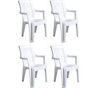 Poltrona Sedia in Resina Bianca Esterno Giardino Piscina Set 4 Pezzi Salome' PAS