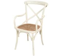 Poltrona Sedia Legno Thonet Frassino Bianca Anticata Paglia Braccioli 50x43x89