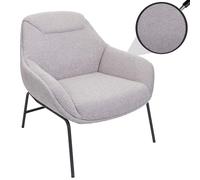 Poltrona Sedia Lounge HWC-J77 Metallo Tessuto bouclè Grigio Chiaro