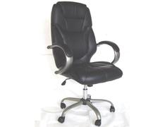 POLTRONA SEDIA PRESIDENZIALE NERA GIREVOLE ARREDO UFFICIO CON BRACCIOLI