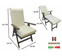 POLTRONA SEDIA RELAX POGGIAPIEDI TESSUTO IN LEGNO FAGGIO IMBOTTITA RECLINABILE