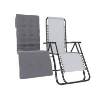 Poltrona Sedia Sdraio Relax Reclinabile Gravità 0 Con Cuscino Trapuntato Imbottito Design Ergonomico Richiudibile Salvaspazio In Acciaio Tubolare Doppio Spessore Portata Max 120 Kg (Bianco)