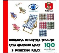 Poltrona sedia sdraio relax reclinabile legno 3 posizioni imbottita pieghevole -