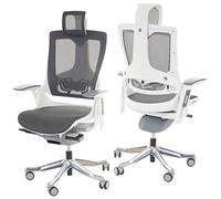 Poltrona Sedia Ufficio Girevole Regolabile MERRYFAIR Wau 2 ergonomica poggiatesta Alluminio Tessuto Bianco Nero Grigio