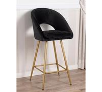 Poltrona sgabello alto in velluto nero e metallo dorato stile Art Déco