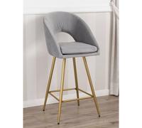 Poltrona sgabello alto in velluto nero e metallo dorato stile Art Déco